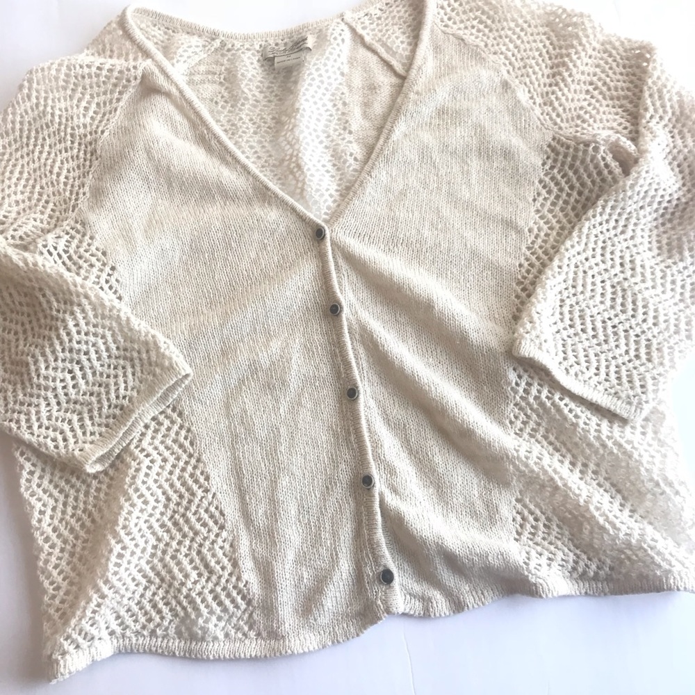Lucky Brand Cream crochet Cardigan M (2/$15 item)